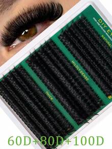300pcs Fluffy Eyelash Clusters, 30D/40D/50D/60D/70D/80D/90D/100D Individual Lashes, Thick Cluster Lashes Extensions, D Curl Lash Clusters, Single Lashes, 10-18mm Fine Cluster Lashes, Suitable For Travel, Daily Wear (Beginner Friendly), Wedding, Date, Party, Holiday, Ideal For Christmas/Halloween/Gift - 黑色 - 查看 10