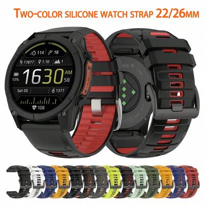 [Garmin Silicone Band] Garmin Quick-Release Silicone Sport Band | Adjustable, Breathable Dual-Tone Strap | Compatible With Fenix 8 (47/51mm), E 7 7X 6 6X 6Pro 5 5X Plus 3 3HR, Instinct 2/2X, Enduro 2/3