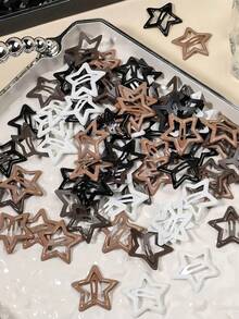 40pcs/Set Y2K Black, White, Beige Multi-Color Star Hair Clips, Satisfy Various Matching Needs, Add Cute And Vibrant Touches To Hairstyles - Suitable For Girls And Women, Daily, Weekend Outings, Birthday Parties, Easily Enhance Your Look And Create A Sweet, Adorable Image, Claw Clips, Hair Slide, Hair Barrettes, Head Accessories, Hair Accessories For Women - Multicolor - View 5
