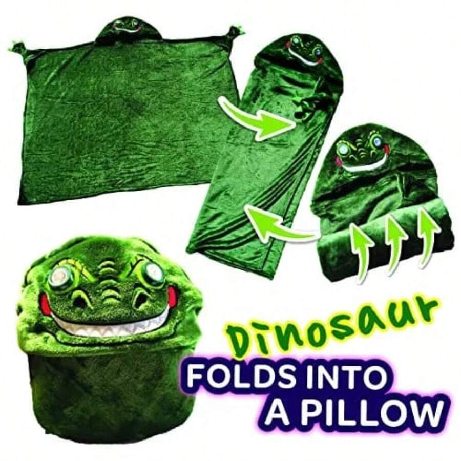 Manta infantil con capucha y luz led. Frazada luminosa con textura suave y abrigador, el regalo perfecto para fiestas y cumpleaños. - Verde - Ver 1