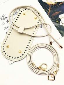 DIY钱包制作套装 - 包括预打孔水桶包底、带链条的DIY钱包制作套装、PU皮革水桶包底和肩带、带可拆卸肩带和链条的DIY钱包制作套装，适用于钩编手提包、人造革包制作、人造革包编织套装、带孔DIY手提包底部定型垫，深棕色，包含包底、弧形垫、肩带、搭扣 - 彩色 - 查看 9