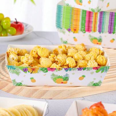 10/24 piezas Contenedores de comida desechables con diseño de arce rojo y piña, caja para papas fritas, caja para palomitas, caja para aperitivos, decoraciones para fiestas de cumpleaños y reuniones familiares, adecuados para panaderías, restaurantes de hamburguesas y cajas para llevar de cines