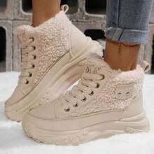 2025 Winter Fashion New For WomenSnow Boots, Plush Cute Plush Thick Bottom Lace-Up For Women Snow Boots,Ankle Boots.Women's Short Plush Lined Snow Boots - Anti-Slip & Perfect For Outdoor Winter Boots For Women - 卡其色 - 查看 2