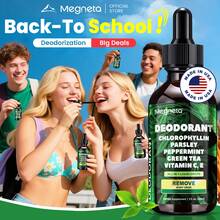 MEGNETA Chlorophyll Liquid Drops - Internal Deodorizer, Odor Remover | For Gut Health, Detox, Digestion & Immune Support, Natural Mint Flavor- 2 Fl Oz, Free Shipping, For Men And Women - 2 液體盎司(1 瓶裝) - 查看 4