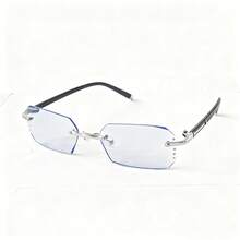 Fashionable & Elegant Frameless Rimless Clear Lens Glasses, Non-Prescription, Unisex - White - View 9