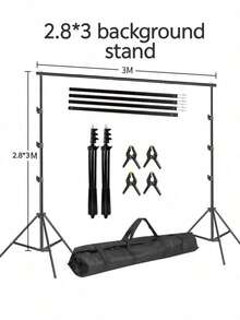 1 Set Adjustable Photography Backdrop Stand Kit, 2 Tripods, 4 Clips, Connectable Crossbars And Carrying Bag, Sizes 2*2/2*3/2.6*3/2.8*3m, Suitable For New Year, Wedding, Party Photography, Projection And Movie Screen Frame, Event Decoration - Black - View 15