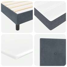 vidaXL Boxspringbett Mit Matratze, Schwarz, 100x200 Cm, Samt Dunkelgrau - Grey - View 10