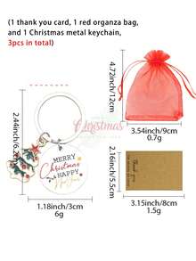 30pcs Christmas Keychain Gift Set (Includes 10 Thank You Cards, 10 Red Organza Bags, And 10 Christmas Metal Keychains) Engraved Tag Appreciation Keychain, Christmas Eve Christmas Party Team Reward Encouragement Gift, Christmas Team Appreciation Keychain Gift, Suitable For Employees, Bosses, Family, Office Gifts, Leaders, Supervisors And Mentors - Multicolor - View 9