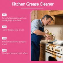 JAYSUING Kitchen Grease Cleaner, Stove Boiler Grill Range Hood Removing Heavy Grease Stubborn Stains Deodorizing Descaling Refreshing Air Without Residue Restoring Luster Cleaning Spray Kitchen Hygiene Cleaning Tool - Rosa - Ver 12