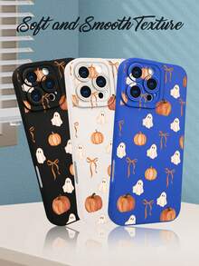 1 pieza Funda de teléfono con diseño de calabazas y fantasmas en estilo festivo, ideal para temporada de Halloween y amantes de la decoración temática otoñal, protección elevada para lente con diseño de ojo, resistente a golpes, compatible con iPhone17 ProMax/16/15/14/13/12/11/Plus/Pro/ProMax, compatible con Galaxy A34/A35/A54/A55, Galaxy S20/S21/S22/S23/S24/S25 Ultra/Plus, compatible con Galaxy/Redmi/Honor/OPPO/ViVo - Blanco - Ver 7