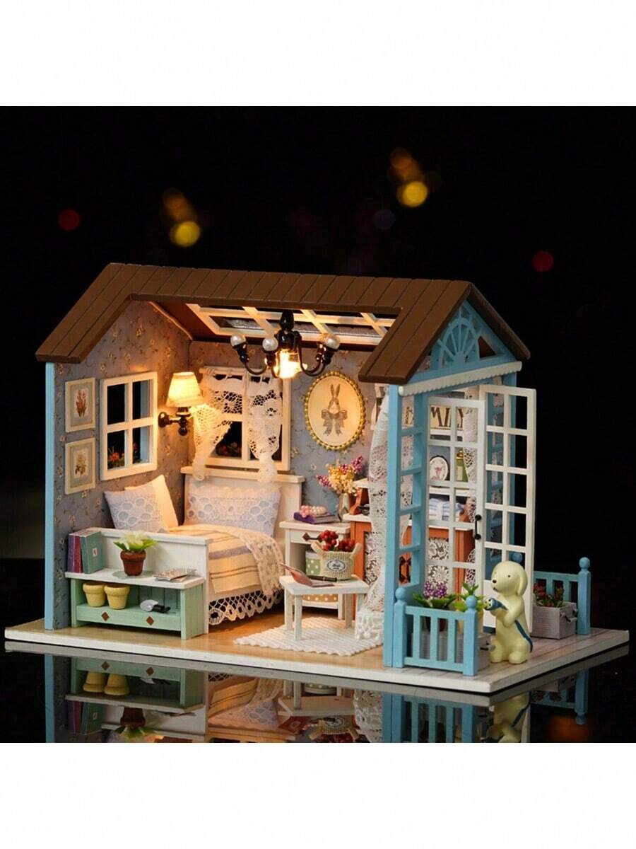 迷你木制3D拼图，带防尘罩，DIY手工模型，卧室装饰工艺品，适合作为14岁以上青少年成人生日礼物