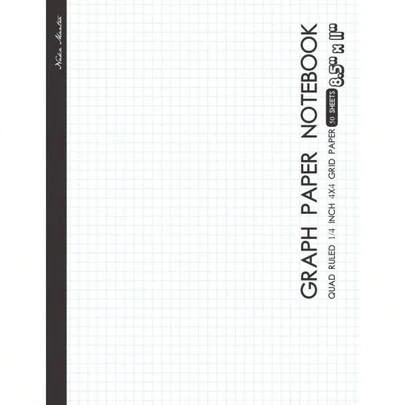 Graph Paper Notebook: Quad Ruled 1/4 Inch 4x4 Blue Grid Paper, 50 Sheets Large 8.5 Inchx11 Inch Graph Paper Composition Notebook