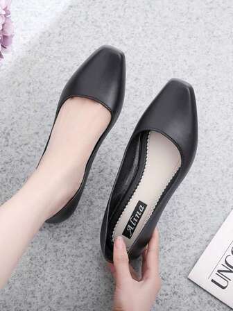 Square Toe Fashionable Fairy Style Sandals For Women, Casual Non-Slip Versatile Wear With Dresses, Suits, Pants, Chunky Heel Increasing Height, Spring/Summer/Autumn