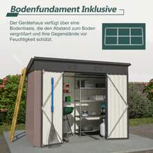 8x4 Foot Metal Garden Shed With Metal Foundation (No Floor), Waterproof Garden Shed, Outdoor Garden Deck - 棕色 - 查看 3