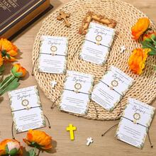 洗礼回礼 洗礼十字架手链 礼物 受洗礼 初领圣餐礼 派对回礼 大包装可调节宗教手链 婴儿派对感谢卡 纪念品 祈祷派对用品 派对礼品袋填充物 - 彩色 - 查看 5