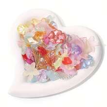 30g Pastel Acrylic Bead Set - Assorted Flower & Leaf Shapes For DIY Jewelry Making, Bracelets & Crafts - Multicolor - View 6