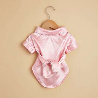 1 pieza Bata de mascota de unicolor hecha a mano con cintura acanalada, cómoda, adecuada para gatos y perros, ropa de estar en casa para todas las estaciones, decoración navideña