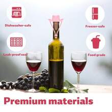 Cowboy Hat Wine Stopper Funny Silicone Wine Sealer Decorative Topper Champagne Cork Cover Cap Kitchen Gadget For Home Bar Pink - Pink - View 5