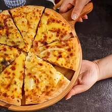 1pc Acacia Wood Cheese Board, Round Kitchen Cutting Board With Handle, Suitable For Meat, Cooked Food, Vegetables, Fruits, Cheese, Pizza, Snacks, 15.96*12.02 Inches And 11.8*7.8 Inches, Ideal For Family Gatherings, Restaurants, Kitchen Utensils, Kitchen Supplies, Tabletop Decor, Suitable For Holidays, Life, Gifts - Turmeric - View 4