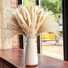62pcs Dried Flower Rabbit Tail Reed Bouquet, Bohemian Style Home Vase Decor, Living Room Decoration, Artificial Flower Reed, Suitable For Valentine's Day, Christmas, Wedding, Party, Home, Desk - Multicolor - View 4