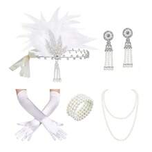 20 世纪 20 年代女士派对配饰套装，轻佻女郎服装配饰咆哮的 20 年代女士配饰轻佻女郎头饰 - 彩色 - 查看 55