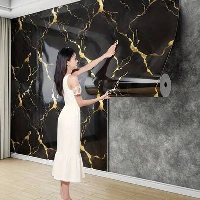 1 rollo de papel de contacto de mármol removible, autoadhesivo para paredes, escritorios y cajones, revestimiento de estantes impermeable, actualización del hogar sin residuos, amigable para alquileres, decoración de habitaciones y paredes
