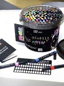 24/36/48/60/80/120色丙烯马克笔套装，笔尖柔软，可水洗，是开学季的最佳礼物之选 - 彩色 - 查看 5
