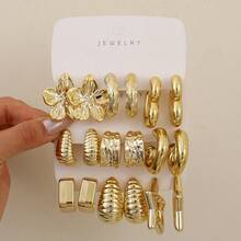 1-80pcs Fashionable Minimalist CCB Material Stud Earrings Set, Geometric Textured Earrings, Suitable For Women's Daily Wear, Gift For Girlfriends/Family/Friends