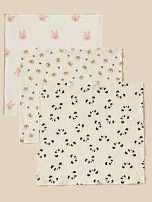 3件套棉纱小手帕毛巾浴巾洗脸巾浴巾面巾粉色毛巾小毛巾茶巾