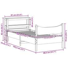 vidaXL Letto in legno massiccio con testiera bianco 75x190 cm in pino - Bianco - Visualizzare 12
