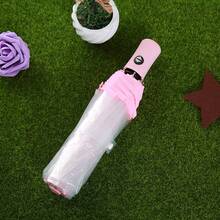1pc Cute Transparent Foldable Automatic Umbrella, Waterproof Travel Umbrella