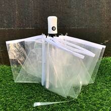 1pc Cute Transparent Foldable Automatic Umbrella, Waterproof Travel Umbrella