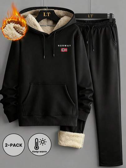 2 pièces Ensemble homme de couleur unie, Sweat-shirt chaud. Ensemble pull avec capuche doublée de polaire pour l'automne et l'hiver. Pantalon thermique à manches longues, Ensemble sweat-shirt à capuche thermique pour homme. Vêtements d'hiver, convient pour les loisirs à la maison, idéal en cadeau pour les amis, le mari, le petit ami. sweat-shirt à capuche unisexe.