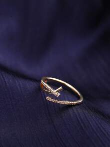 1枚奢华铜锆石可调节开口戒指 - 金黃色 - 查看 9