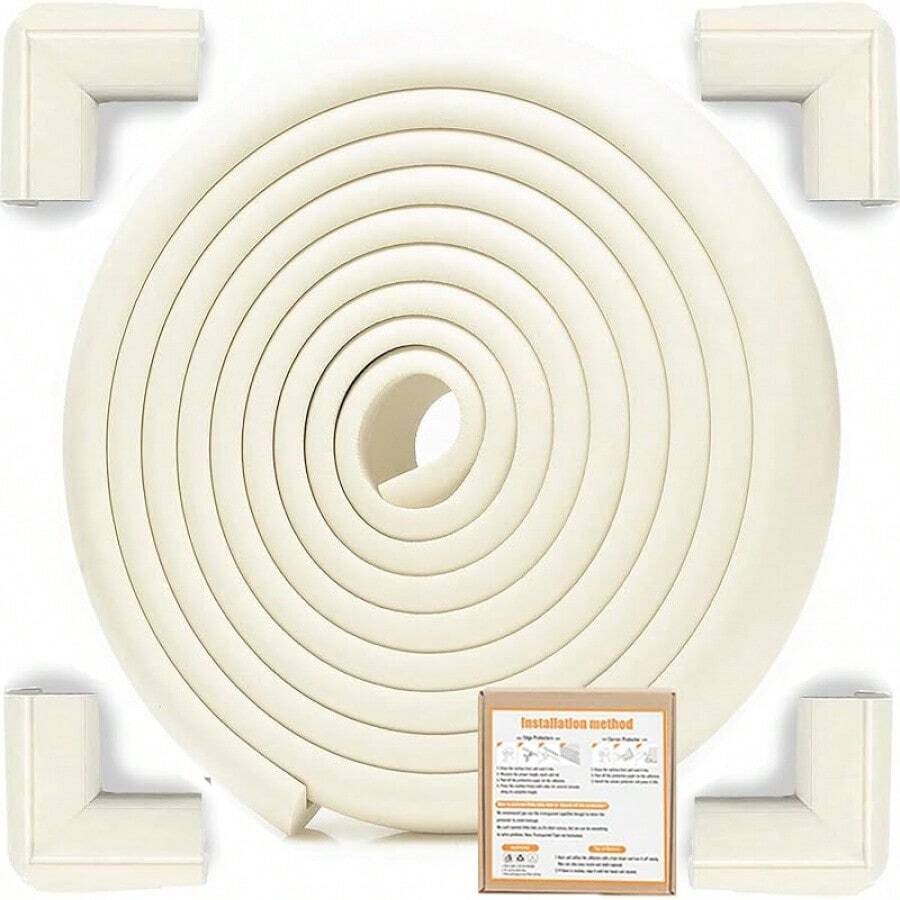Proof  And Edges Protector 8.2ft (Large 7.5ft Edge+4 Corner Guard), Fireplace Proofing Bumper, Heavy-Duty Soft NBR Foam Edge Corner Protector For Furniture Table, Childsafe/Pre-Taped - trắng - Xem 1