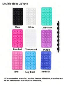 硅胶吸盘自拍强力粘性手机支架，坚固稳定，便携式手机自粘硅胶吸盘手机壳支架，防滑吸盘手机支架，混色硅胶手机支架，适用于自拍和视频拍摄，旅行必备 - 彩色 - 查看 8