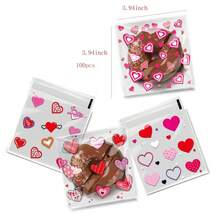 100 túi quà in hình trái tim, túi đựng quà tặng ngày lễ tình nhân vui vẻ, túi tự dính thích hợp cho các sự kiện, tiệc tùng, đám cưới, đính hôn, kỷ niệm, trang trí ngày lễ tình nhân - Nhiều màu - Xem 6