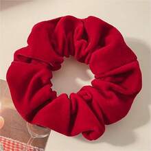 Elegant Scrunchie Hair Tie Simple Hair Bun Women Hair Accessories Red Series Plush Durable Hair Rope Christmas - FQ21 - Red Velvet - Xem 13