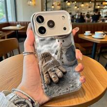 Funda de Teléfono Transparente con Muñeco de Nieve y Guante, Impresión de Escena Invernal para iPhone 14 13 12 Pro Max y  Galaxy S23 S22 S21, Opción de Regalo Ideal para Todas las Estaciones - Negro - Ver 1
