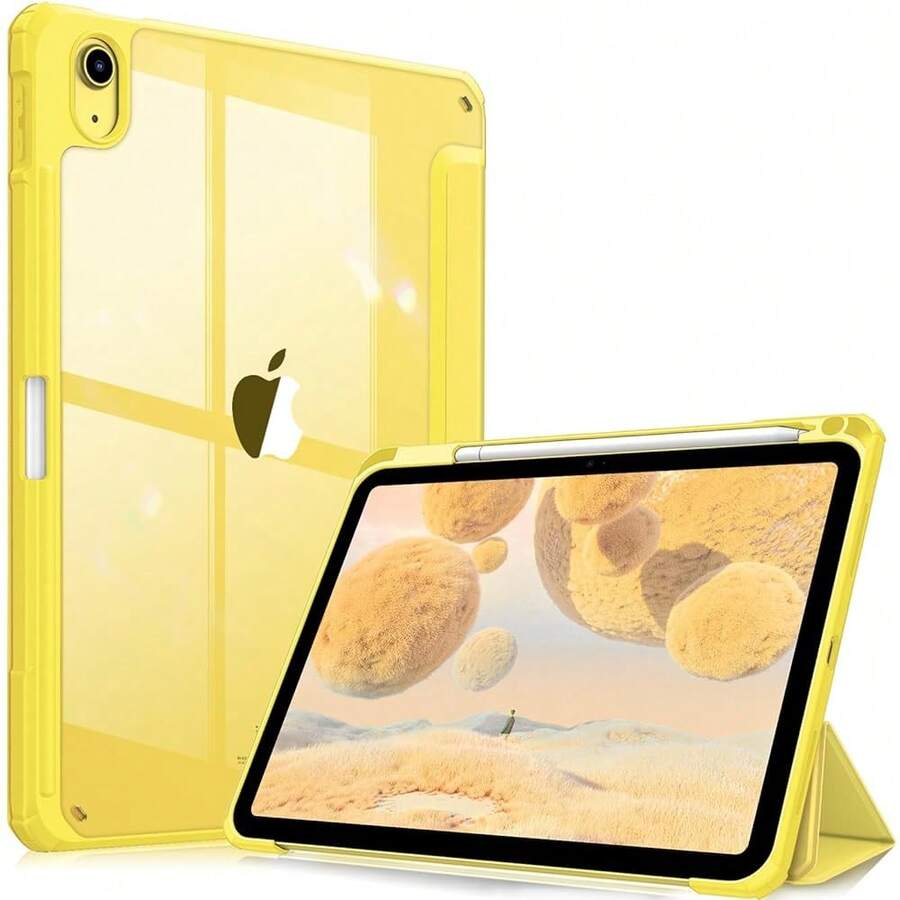 Fintie Hybrid Slim Case For IPad (A16) 11th Generation 11 Inch (2025), IPad 10th Generation 10.9 Inch (2022) - Shockproof Cover With Clear Transparent Back Shell & Pencil Holder, Yellow,Yellow - 黃色 - 查看 1