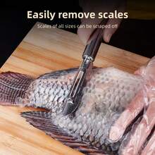 3pcs Stainless Steel Fish Scale Scraper Set, Manual Fish Scaler, Descaler, Fillet Knife Kitchen Tools