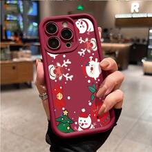 Funda de Teléfono con Patrón de Escalera de Santa Claus Compatible con iPhone 17 Air/16/15/14/13/12/11 Pro Max 14/15/16 Plus, 16E, 12/13 Mini, X/XS/XR/XS Max, Compatible con Samsung Galaxy A03/A03S/A04/A04E/A05/A05S/A06/A12/A13/A15/A16/A21S/A24/A25/A32/A34/A35/A54/A55, S20/S21/S22/S23/S24 FE/Plus/Ultra, F15, M35/M55, Note20/Note20 Ultra Protección de Teléfono - Burdeos - Ver 3