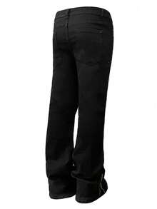 Quần jeans nam dáng suông, nhẹ, chất liệu nhẹ, kiểu dáng công sở thường ngày, có khóa kéo và nút cài, kiểu dáng thoải mái, phong cách đường phố. - màu đen - Xem 4