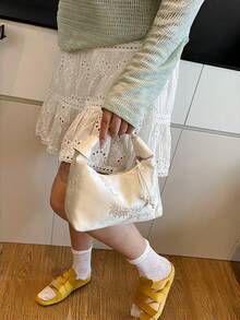 2025 New Chinese Style Pink Brocade Embroidered Dumpling Bag, Fashionable And Casual Crossbody Bag, Small And Exquisite Dumpling Bag, Suitable For Commuting And Dates. - Multicolor - View 7