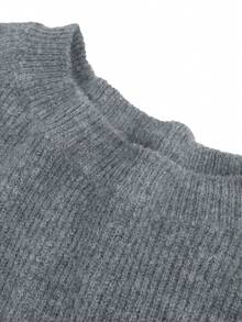 Women Solid Color Long Sleeve Casual Knitted Sweater - Grey - View 4