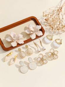 1 Cặp bông tai ngọc trai phóng đại hình cánh hoa 3D thời trang, bông tai cưới màu trắng thanh lịch cao cấp thời trang dành cho nữ, quà tặng bạn gái - Nhiều màu - Xem 10