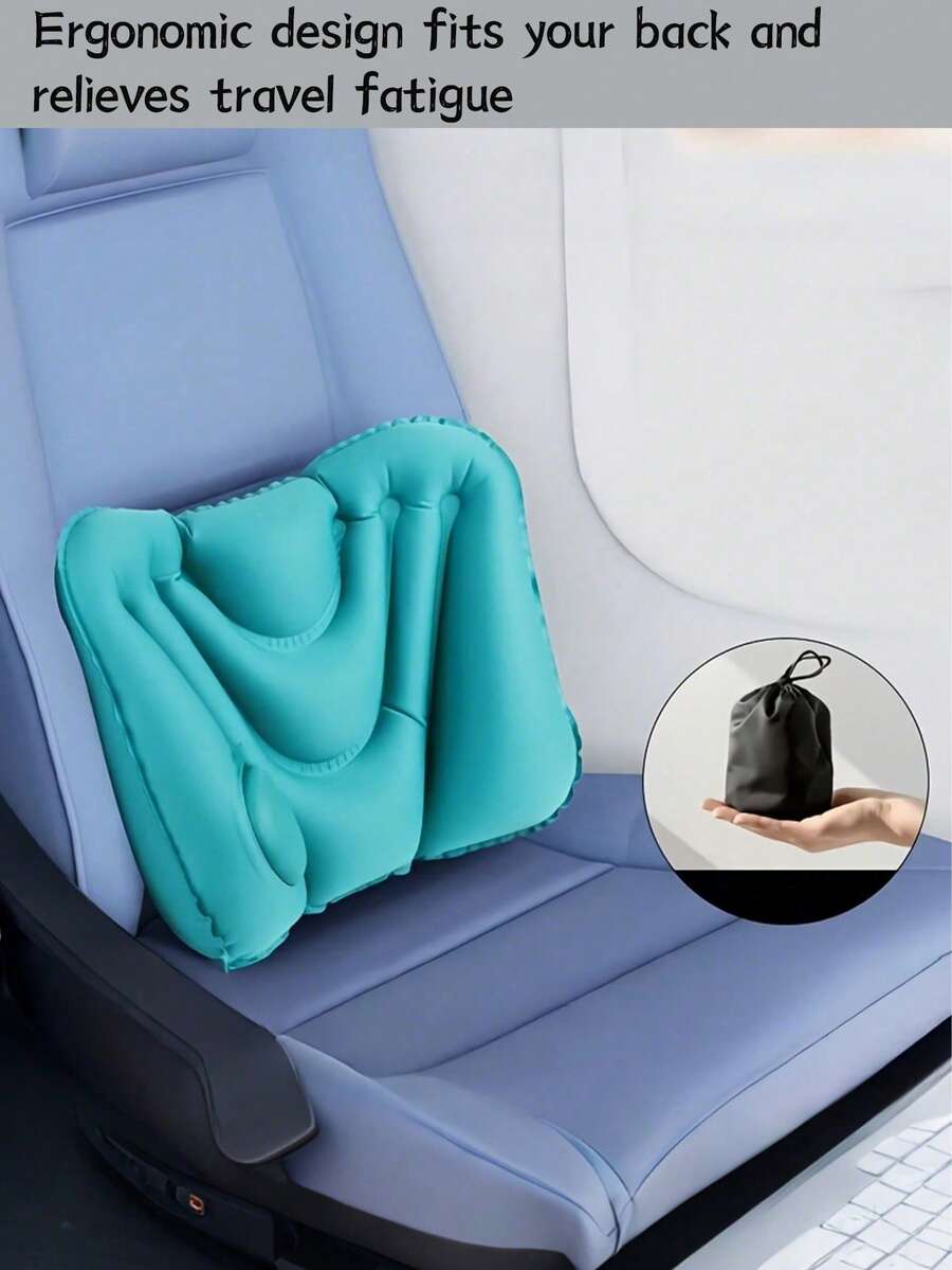 充气腰枕，适用于飞机旅行、汽车出行、便携式气垫旅行枕、火车办公椅等，旅行必备，手动气泵设计，仅限手洗，四季皆宜，舒适面料，轻便易携，可折叠，适用于露营、办公桌、背包旅行、徒步旅行、上学、度假、假日、颈枕、午睡枕等。 - 彩色 - 查看 1