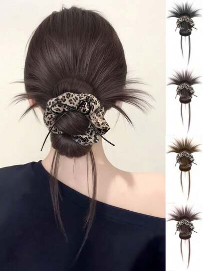 Bun Wig With Clip-On Texture, Realistic High Crown, Natural And Voluminous Hair Tie.