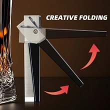 Foldable Lighter Multi-Purpose 2 In 1 Slant Jet Soft Flame Open Lighter Refillable Metal Torch Lighter With Accessories, Heavy-Duty Gift Box For Men Women Camping Kitchen (Without Gas) - Silver - View 10