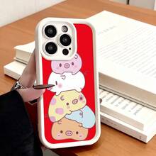 Funda de Teléfono Diseño de Cerdo Apilado Lindo Para iPhone 14 13 12 11 Pro Max Y  Galaxy S23 S22 S21 S20 Plus Protector de Teléfono Funda de Pareja Regalo Para Novio Novia San Valentín Cumpleaños - Blanco - Ver 2